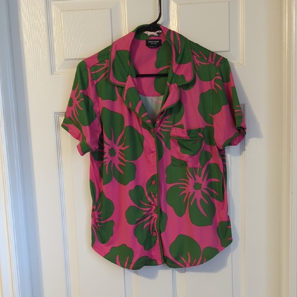 Kate Spade Pink and Green Floral Button Down Shirt